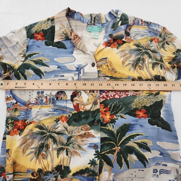Vintage Reyn Spooner Hawaiian Button Shirt Men Size Small Travel Paradise Print - Picture 5 of 5